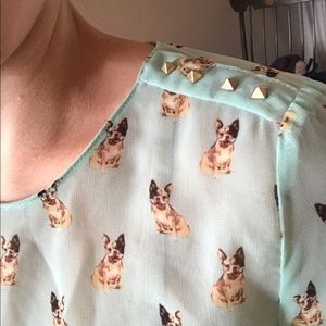 Zara frenchie blouse w studded shoulder detail 🐶